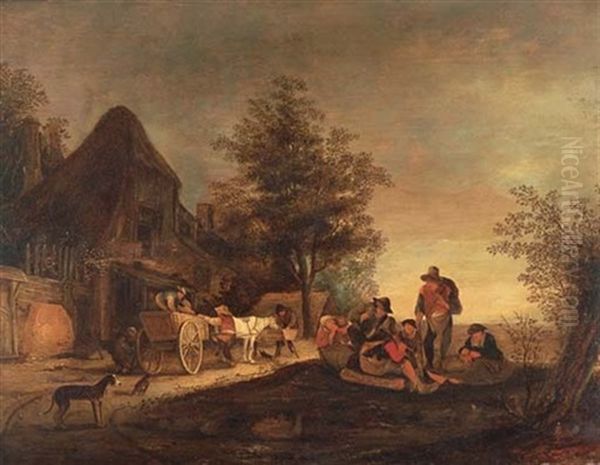 Travelers Resting By An Inn Oil Painting by Isaac Van Ostade