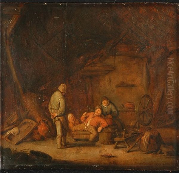 Interieur Mit Bauern Oil Painting by Isaac Van Ostade