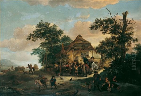 Bauern Vor Dem Wirtshaus Oil Painting by Isaac Van Ostade