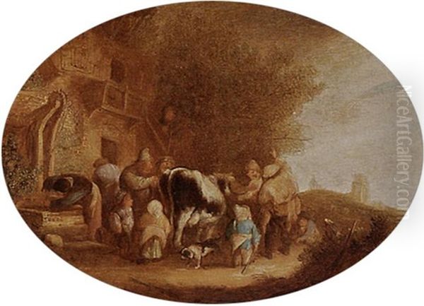 Wheeler-dealers Near An Inn Oil Painting by Isaac Van Ostade