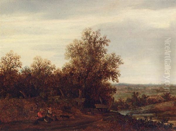 Peasants Resting On A Country Track Oil Painting by Isaac Van Ostade