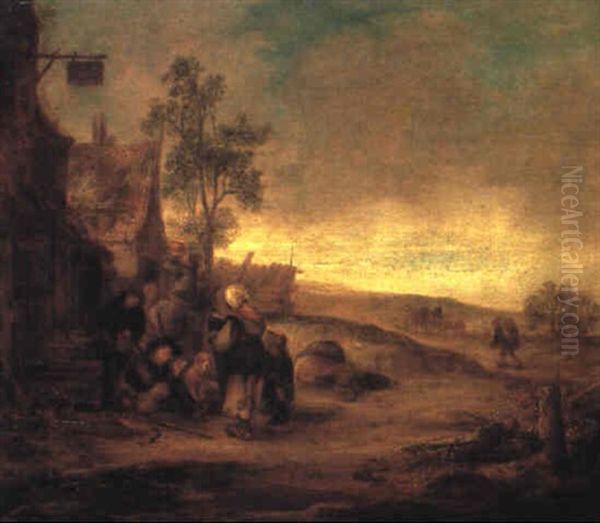 Halte Devant L'auberge Oil Painting by Isaac Van Ostade