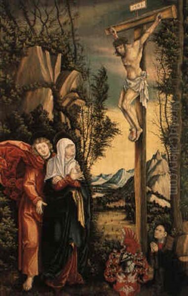 Maria Und Johannes Unter Dem Kreuz Christi Oil Painting by Michael Ostendorfer