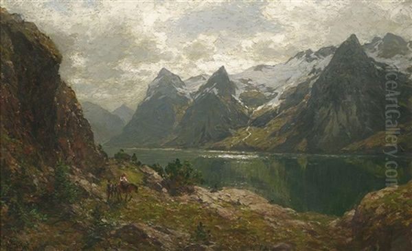 An Einem Norwegischen Fjord Im Sommer Oil Painting by Carl August (Karl M.) Osterley