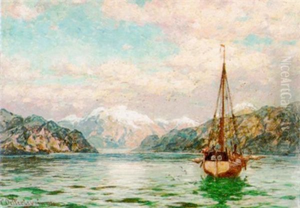 Im Sognefjord Oil Painting by Carl August (Karl M.) Osterley