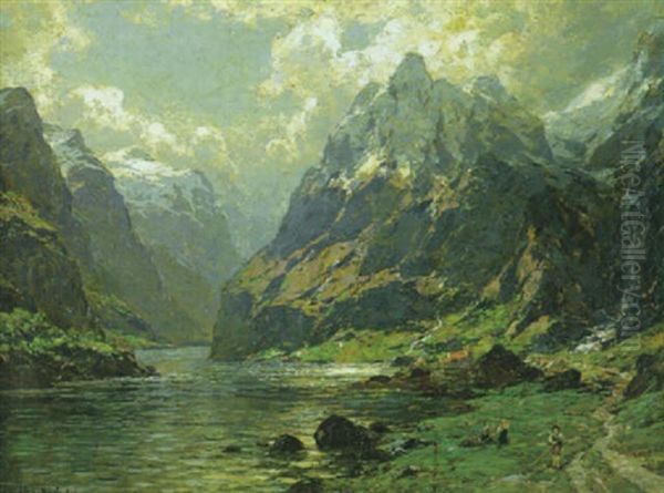 Am Naerofjord Oil Painting by Carl August (Karl M.) Osterley