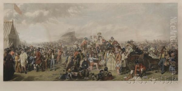 The Derby Day Oil Painting by Auguste I Blanchard