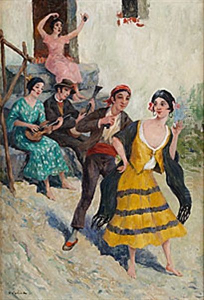 Flamenco Dansare Oil Painting by Allan Erik August Oesterlind