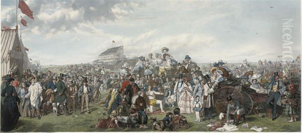 Derby Day Oil Painting by Auguste I Blanchard