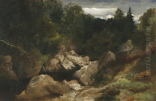 Felsiger Waldbach Oil Painting by Gustav Osterroht