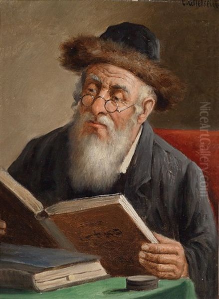 Talmud Studium Oil Painting by Carl Ostersetzer