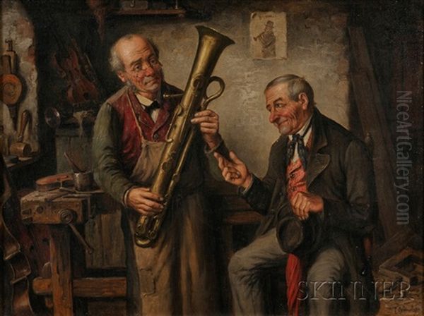 At The Instruments Maker Oil Painting by Carl Ostersetzer