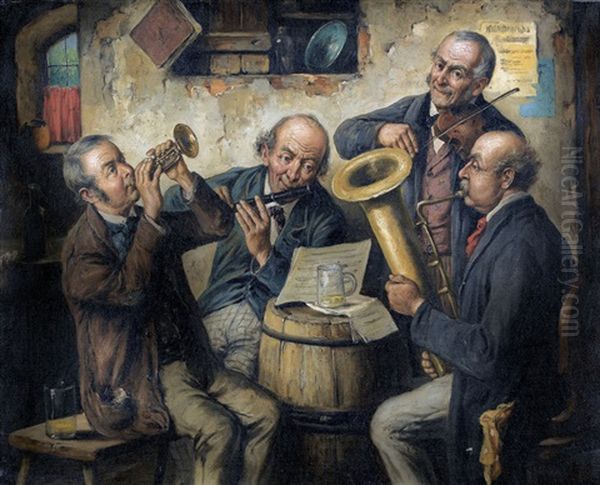 Frohliche Musikantenszene In Einer Stube Oil Painting by Carl Ostersetzer