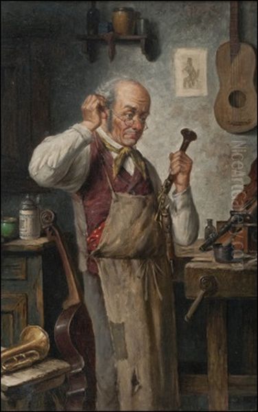 Soitinkorjaaja (the Instrument Repairman) Oil Painting by Carl Ostersetzer