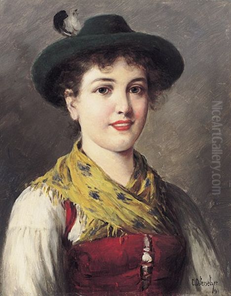 Junges Madchen In Tracht Oil Painting by Carl Ostersetzer