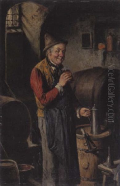 Kellermeister Be Der Weinprobe Oil Painting by Carl Ostersetzer