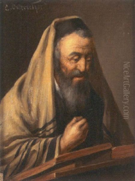 Study Of A Rabbi Oil Painting by Carl Ostersetzer