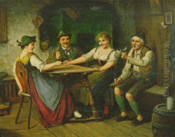 Tavern Frolics Oil Painting by Carl Ostersetzer