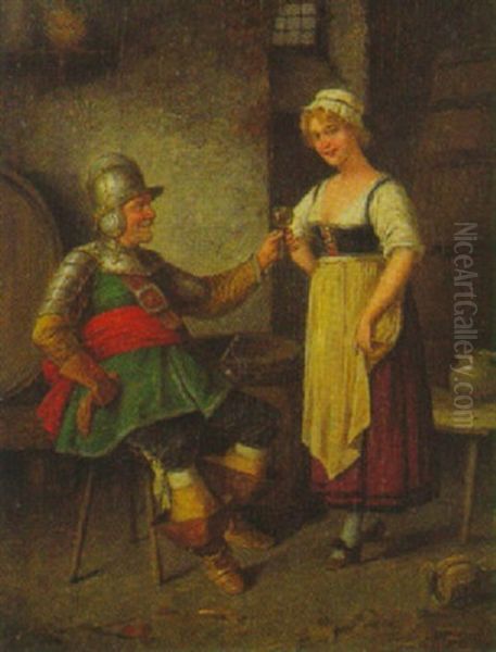 Ein Tropfchen Kann Nicht Schaden Oil Painting by Carl Ostersetzer