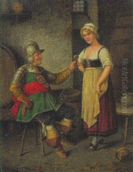 Ein Tropfchen Kann Nicht Schaden Oil Painting by Carl Ostersetzer