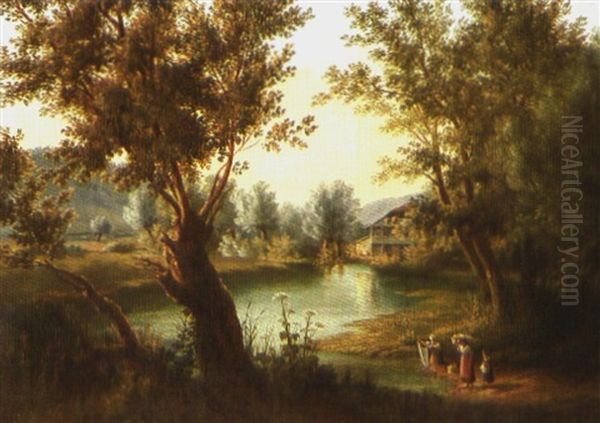 Vue Prise Aux Environs De Moitiers Dans Le Valtravers, Canton De Neuchatel Oil Painting by Rose d' Osterwald