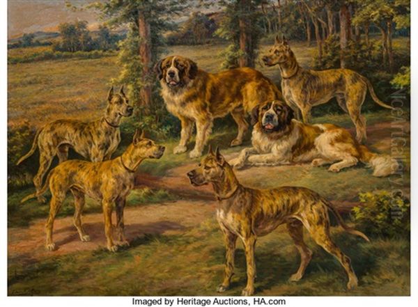 Harold Lloyd's Dogs Oil Painting by Edmund Henry Osthaus