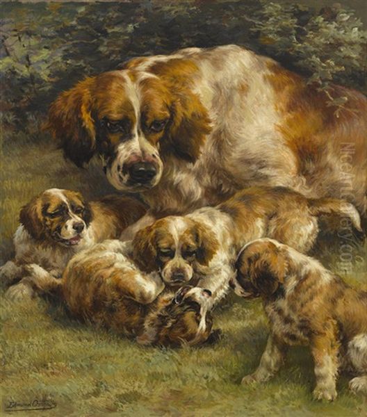 Setter Litter Oil Painting by Edmund Henry Osthaus