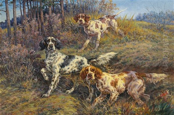 Three Hunting Dogs Oil Painting by Edmund Henry Osthaus