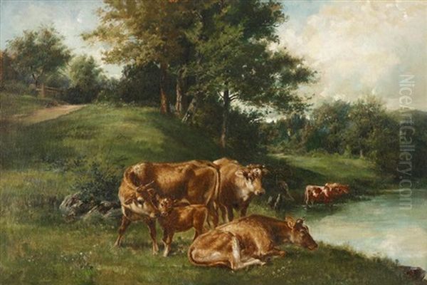 Cows By A Stream Oil Painting by Edmund Henry Osthaus