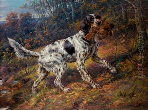 English Setter With Grouse Oil Painting by Edmund Henry Osthaus