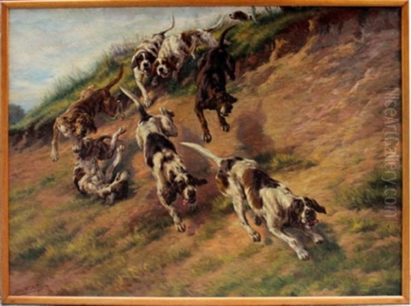 Eight Dogs On The Hunt Oil Painting by Edmund Henry Osthaus