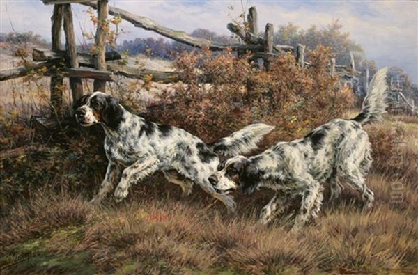 A Pair Of Setters On The Hunt Oil Painting by Edmund Henry Osthaus