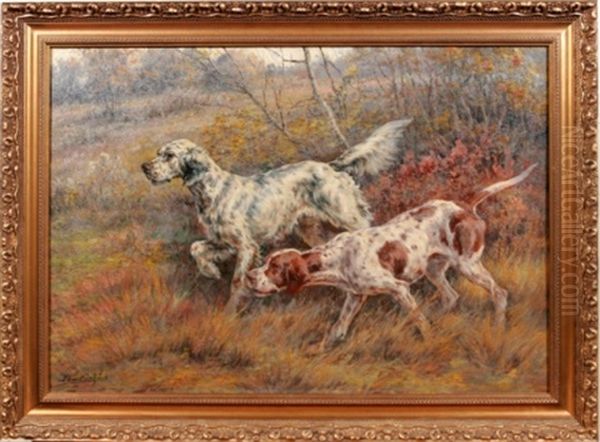 Two Hunting Dogs Oil Painting by Edmund Henry Osthaus