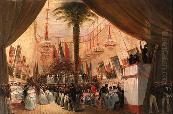 Bal A Bord De La Crole La Havana Oil Painting by Henri Pierre L. Blanchard