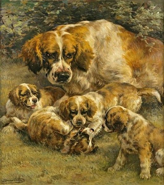 A Family Of Puppies Oil Painting by Edmund Henry Osthaus