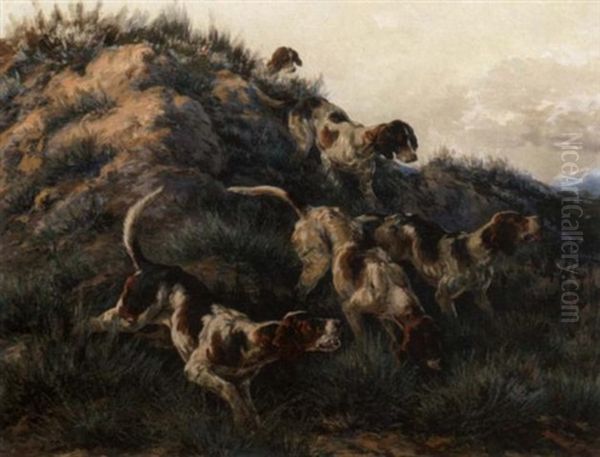 Dogs Hunting Prey Oil Painting by Edmund Henry Osthaus