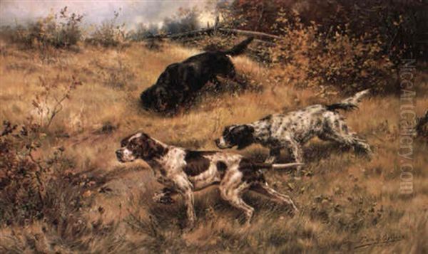 Two Setters And A Pointer Oil Painting by Edmund Henry Osthaus