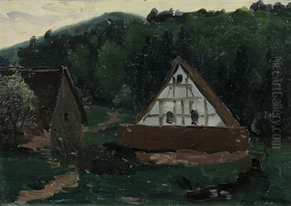 Bauernhauser (study) Oil Painting by Hermann Osthoff