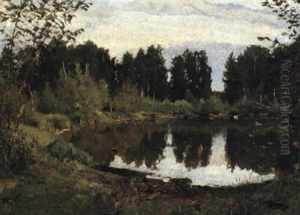 Woodland Pond Oil Painting by Ilya Semenovich Ostroukhov