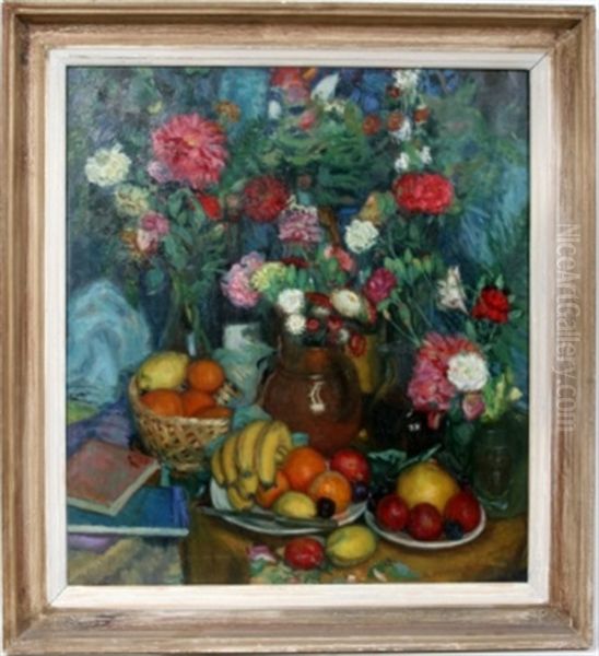 Floral And Fruit Oil Painting by Sam Ostrowsky