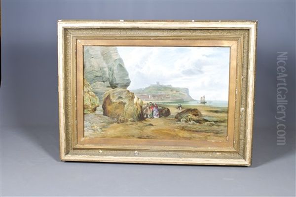 Under The Cliffs On The Beach At Scarborough Oil Painting by John Hervey Oswald