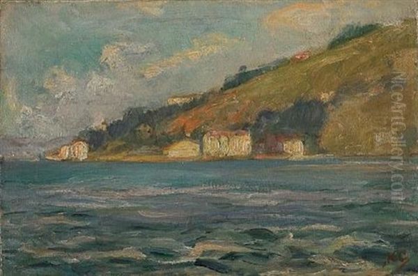 View Of Poros Oil Painting by Nicholaos Othoneos