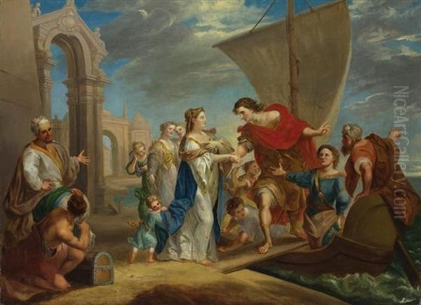 Dido And Aeneas On The Quay At Carthage Oil Painting by Bass Otis