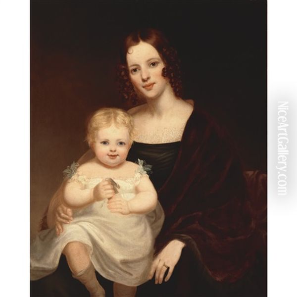 Portrait Of Sarah Watson And Her Daughter Fanny Watson Oil Painting by Bass Otis