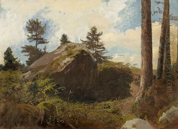 Landschaft Mit Findling Oil Painting by Gustav Heinrich Ott