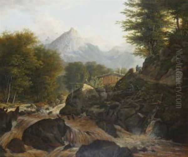 Wildbach Im Werdenfelser Land Oil Painting by Johann Nepomuk Ott