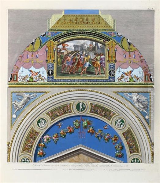 Ohne Titel, Pl.10 (from Biblischen Szenen Der Raffaels In Den Vatikan-loggien, After Pietro Camporesi Und Gaetano Savorelli) Oil Painting by Giovanni Ottaviani