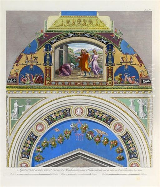 Ohne Titel, Pl.4 (from Biblischen Szenen Der Raffaels In Den Vatikan-loggien, After Pietro Camporesi Und Gaetano Savorelli) Oil Painting by Giovanni Ottaviani