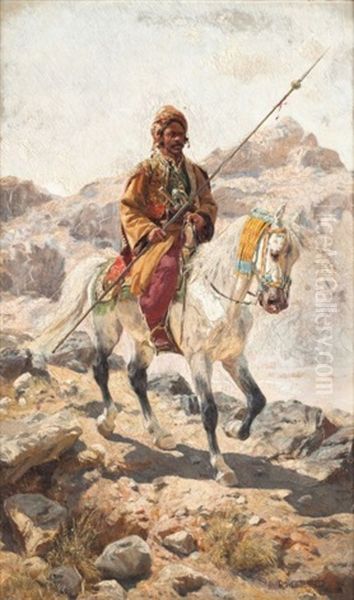 Cavalier A La Lance Oil Painting by Rudolf Otto Von Ottenfeld