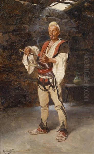 Ein Montenegriner Oil Painting by Rudolf Otto Von Ottenfeld